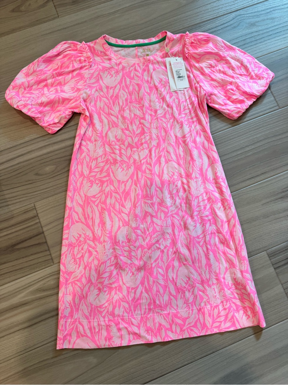 Lily Pulitzer Pink Floral Puff Sleeve Shift Dress NWT